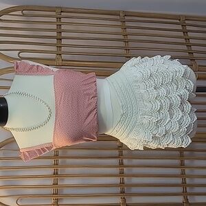 CANCLAY crochet multitiered ruffle shorts cream XL Fairy Whimsy Feminine Summer